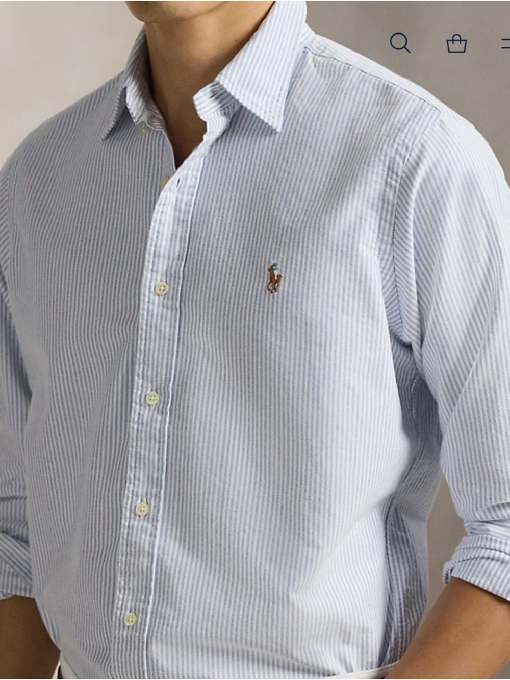 Ralph Lauren Light Blue & White Pinstripe Button-Down Shirt